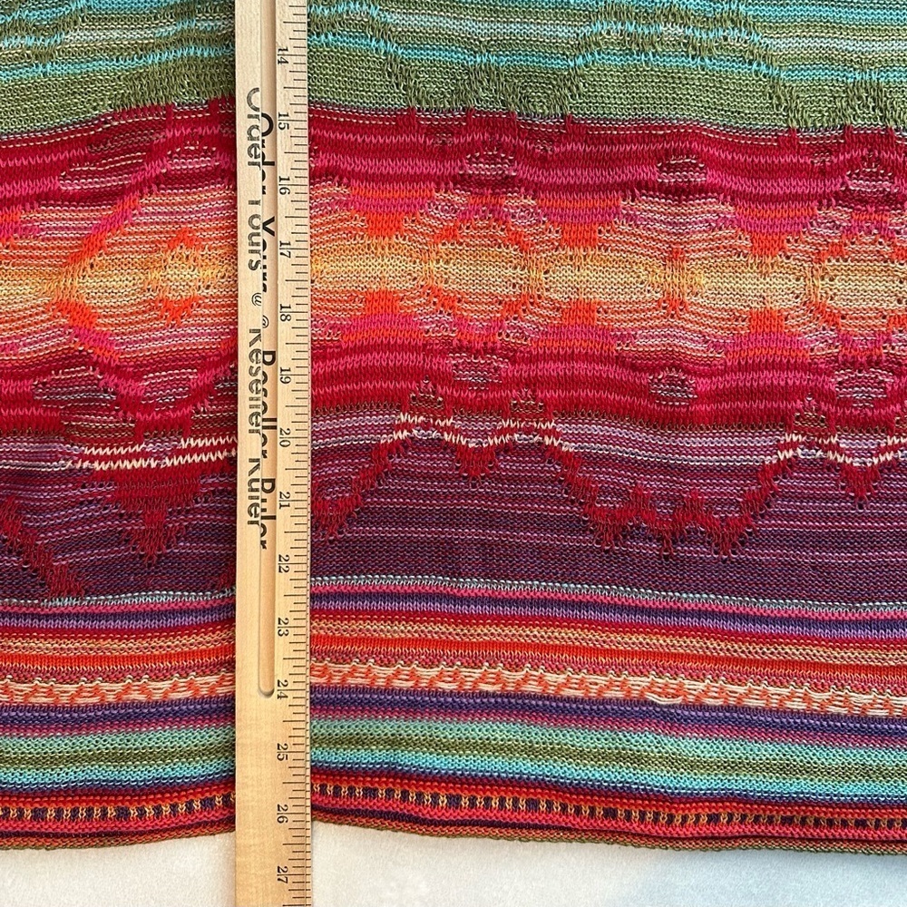 Lauren Ralph Lauren Womens Rainbow Linen Kaftan Top XL Poncho Aztec Southwest - Picture 6 of 8